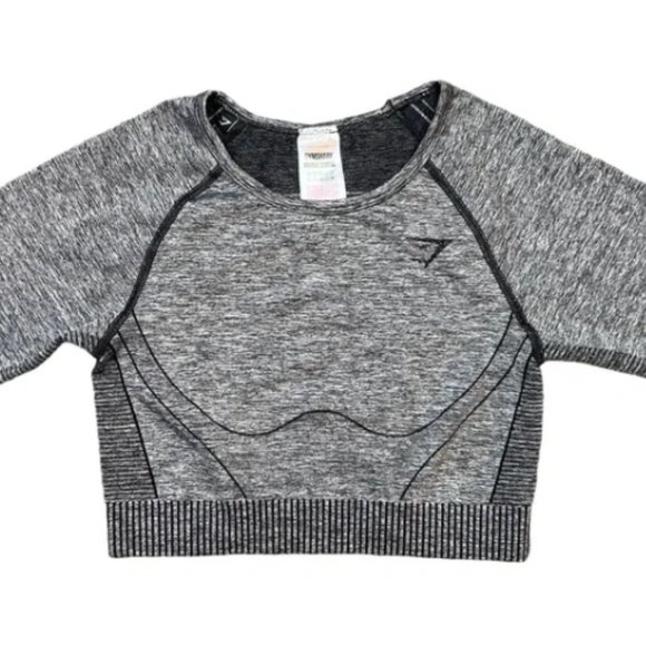 Gymshark Hyper Amplify Seamless Cropped Long Sleeve Athletic Workout Top Small - Picture 2 of 5